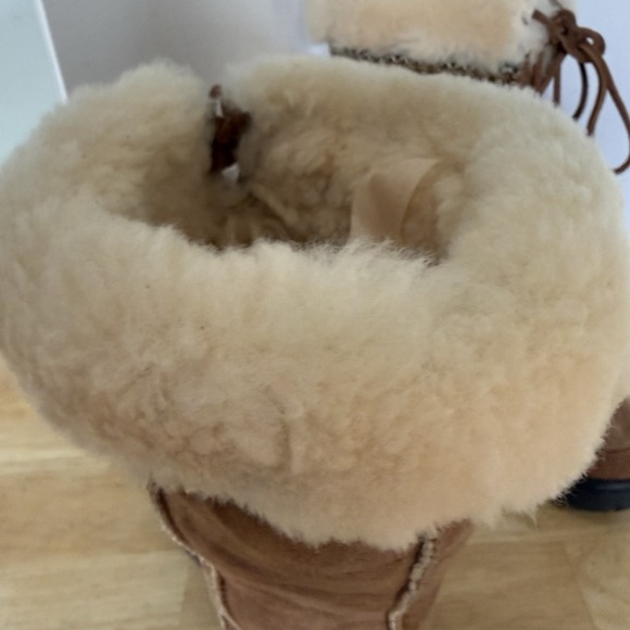 UGG women's 9 Ultimate Cuff BOOTS Chestnut Brown Tall Shearling Lined  5273 - Picture 8 of 16